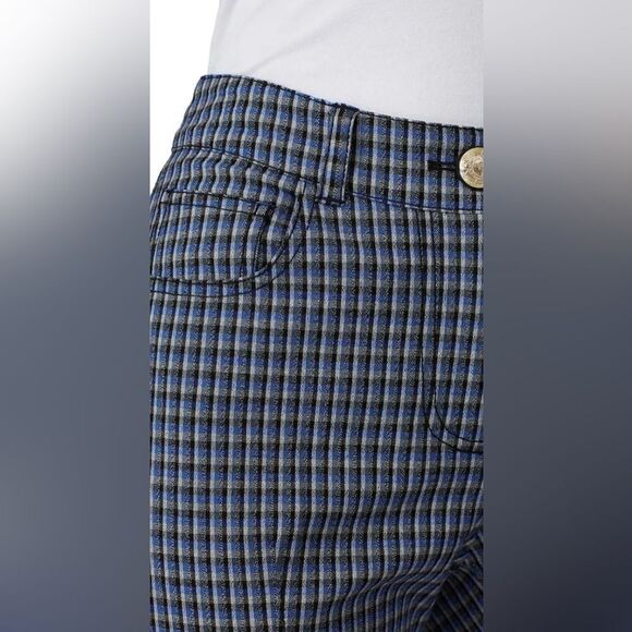 Derek Lam 10 Crosby Blue Check Cropped Flare Trousers Size 10 - Picture 6 of 7